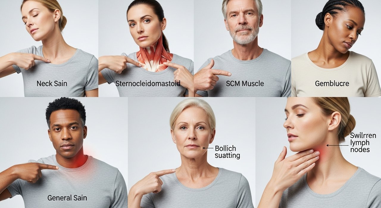 목 옆쪽 통증, 흉쇄유돌근 통증과 림프절 붓기 구분법
